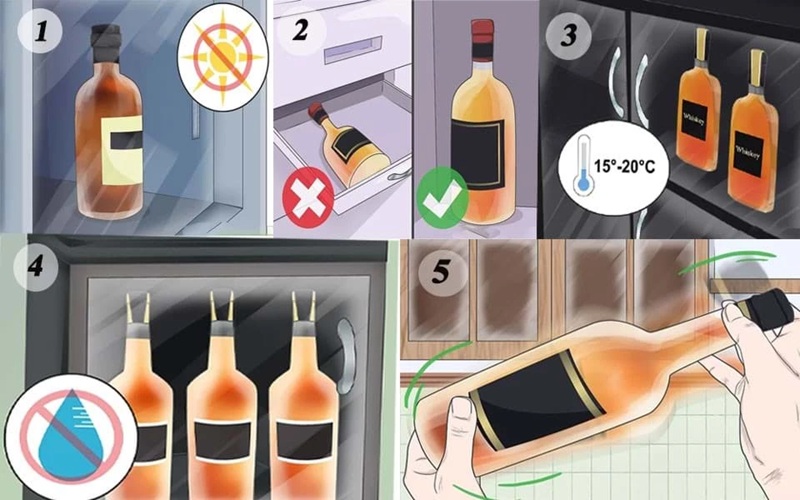 Để chai nằm thẳng đứng không nên để nằm
